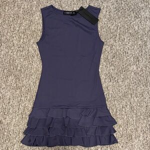 Lioness Navy Ruffle Mini Dress